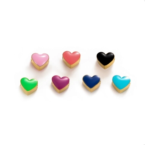 Heart Enamel Pendants Stainless Steel DIY Beads For Jewelry Making French Style Colorful Minimalist Craft Accessories