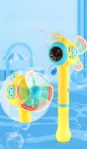 Detail of submarine bubble wand with eight holes and rotating fan on soft 3D background