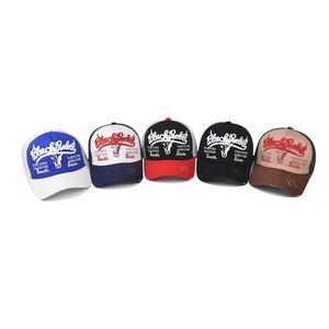 Classic washed trucker hats with Black Rebel bull embroidery and breathable mesh back