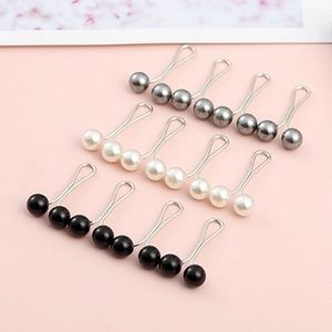 Set of 12 elegant U-shaped pearl brooch pins in white grey and black for silk scarves