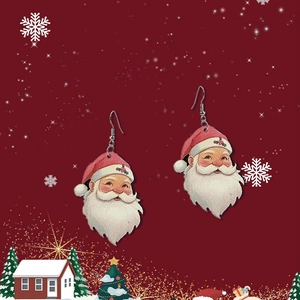 Boucles d'oreilles Père Noël festives avec bonnet rouge et barbe blanche
