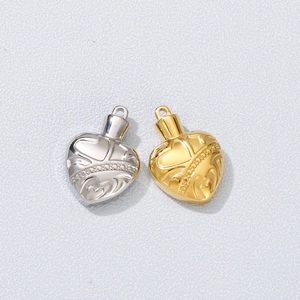 Heart Locket Pendant Stainless Steel Engraved Memorial Cremation Urn Souvenir DIY Jewelry Finding Charm