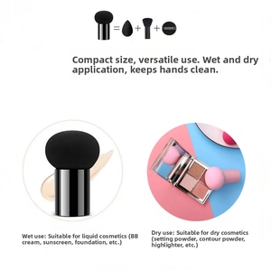 Detail of mushroom head sponge brush for wet and dry application of BB cream and powder