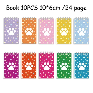 Set of 10 colorful dog paw print notebooks with daisy patterns for party favors