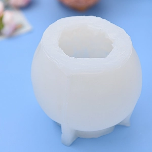Silicone mold for 6-petal flower ball DIY candle gypsum with four-legged support base