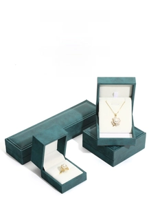 Three-piece dark green PU leather jewelry box set for rings, bracelets and necklaces