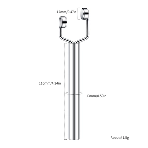 Cylindrical dual-roller silver metal facial massager tool with precise dimensions