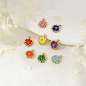 Set of 8 colorful geometric beaded pendants with star and moon patterns for DIY jewelry