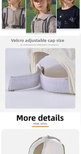 Detail of adjustable velcro strap on kids quick-dry baseball cap for outdoor use