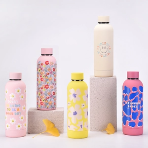 Creative stainless steel insulated bottles with daisy and smiley face patterns