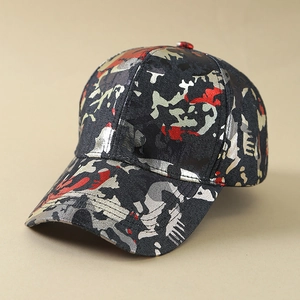 Casquette De Baseball Camouflage Imprimé Feuille Métallique Protection Solaire Réglable Extérieur Style Décontracté
