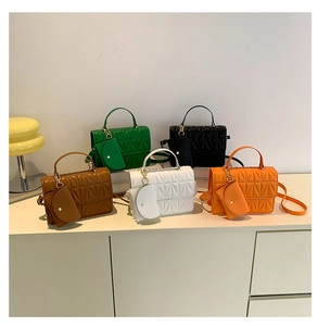 Quilted crossbody bag collection in five vibrant colors with matching round coin purses