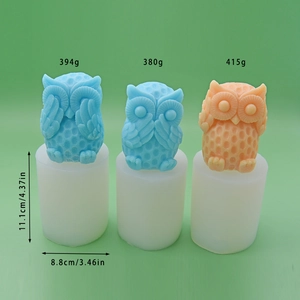 Dreiteiliges Eulen-Silikonform-Set für DIY-Kerzen und Kuchen mit Produktabmessungen