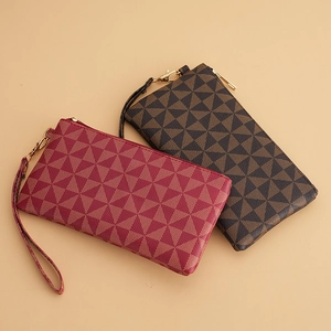 Retro geometric triangle pattern clutch bags in dark red and deep brown faux leather