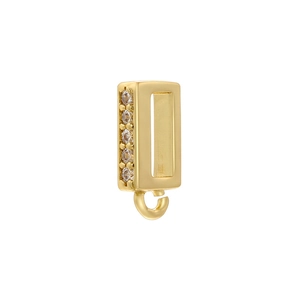 18K gold plated copper pendant bail with white zircon inlay for DIY jewelry making