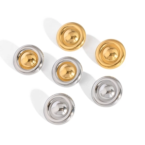 Boucles d'oreilles dôme en or 18K et argent avec diverses finitions métalliques
