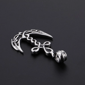 Retro stainless steel moon pendant necklace with Celtic knot work in tribal style
