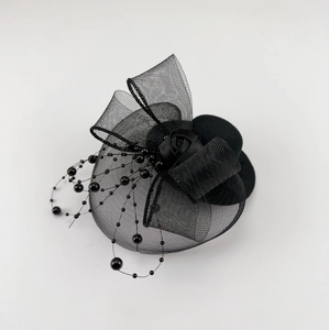 Mini Fascinator Hat Hair Clip Mesh Veil Felt Satin Flower Beads Vintage Party Wedding Performance Accessory For Women