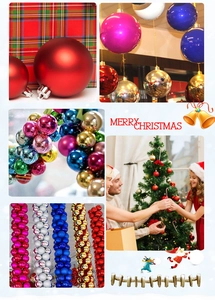 Collage détaillé de boules de Noël multicolores aux finitions brillantes et mates