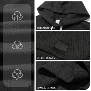 Men's black waffle sleeveless hooded sweatshirt set with breathable fabric details