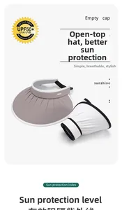 UPF 50+ sun hat with breathable striped fabric showing foldable and open designs