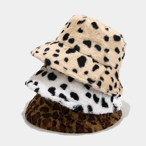 Cappello Alla Pescatora Donna Pelliccia Sintetica Leopardato Mucca Caldo Peluche Inverno All Aperto Retro Vintage Tendenza Antivento Spesso
