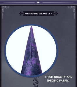 Détail du tissu en velours violet et noir de haute qualité pour chapeau de sorcière