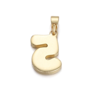 Polished gold number 5 pendant charm with round metallic finish for jewelry making