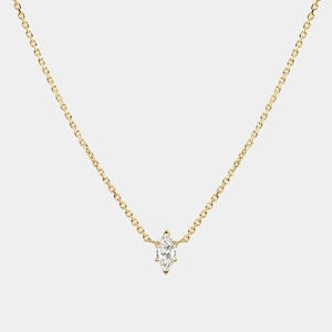 Detail of gold oval zircon pendant necklace with marquise cut crystal on cable chain