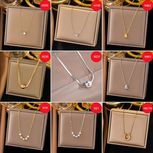 Collection of luxury gold and silver titanium steel necklaces with diverse pendants