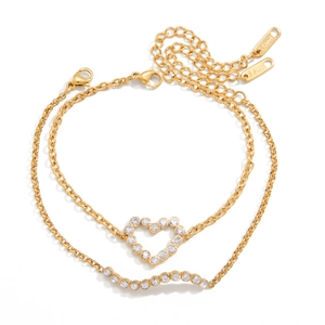 Bracelet Cœur en Acier Inoxydable Plaqué Or 18K avec Zirconia pour Femmes Bijoux de Mode Minimaliste Vague Étoile