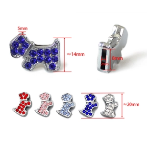 Detailed size measurement of 8mm rhinestone puppy charms for DIY bracelets and crafts