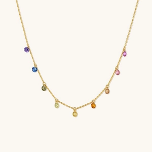 Luxury Copper 18K Gold Plated Rainbow Zirconia Chain Necklace Bracelet For Women Summer Dainty Jewelry Holiday Gift