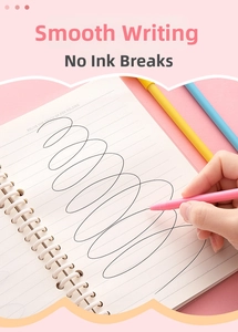 Smooth writing demonstration of cute cartoon gel pens on a notebook grid page
