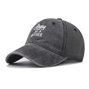 Casquette De Baseball En Coton Lavé Broderie Strong AS A MOTHER Chapeau Réglable Vintage Pour Femmes