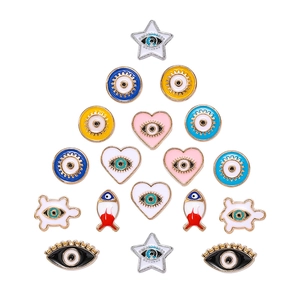 Mix of 15 Evil Eye enamel charms in various shapes for DIY jewelry making and crafts