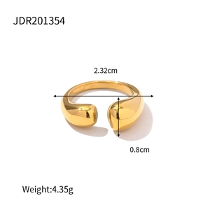 Golden titanium steel open ring, 0.8cm wide, featuring a polished luxury finish