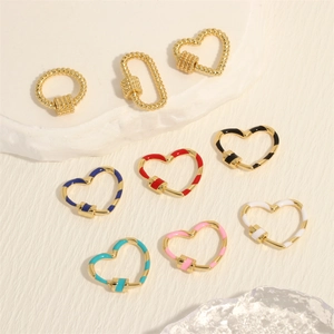 Enamel heart screw clasps in gold and multiple colors for DIY necklace jewelry making