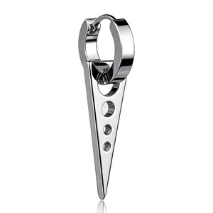 Punk Triangle Pendant Drop Earrings Titanium Steel Hollow Design Unisex Hip Hop Jewelry Minimalist Style Pierced And Non Pierced