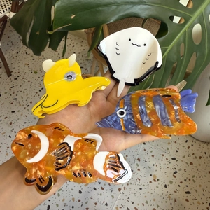 Acetate Ocean Sea Animal Hair Claw Clip Cute Cartoon Clownfish Jellyfish Shark Clips For Women Girls Creative Hairpin