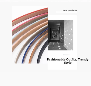 Selection of colorful slim leather belts for women with polished metal pin buckles