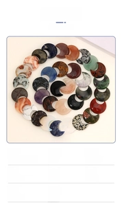 Variety of polished natural stone crescent moon charms for DIY jewelry and pendants