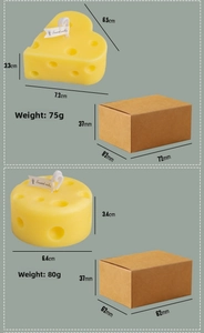 Detailed size and weight specs for heart and round cheese scented candles with gift boxes