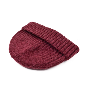 Bonnet en maille côtelée bordeaux pour hommes et femmes avec revers classique épais