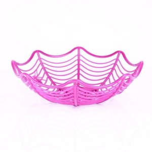 Pink spider web plastic fruit basket for Halloween party table and home decorations
