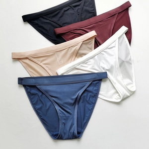 Women Ice Satin Panties Low Waist Breathable Solid Color Briefs With Cotton Crotch Comfortable Sexy Underwear