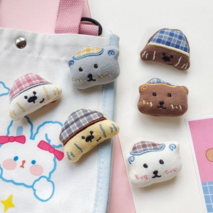 Cute cartoon animal embroidery patches with plaid hats for DIY clothing accessories