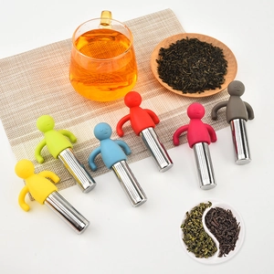 Tea Infuser Humanoid Shape Silicone And Stainless Steel Fine Mesh Tea Strainer Hanging Reusable Filter For Loose Leaf Tea