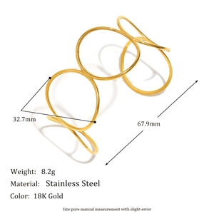 Minimalist 18K gold plated stainless steel hollow circle bangle for women jewelry