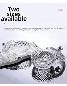 Detail of two-piece diamond-cut crystal glass storage jars on a reflective surface